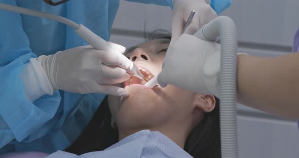 Woman undergo dental check up at dental clinic