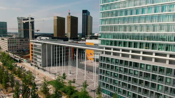 Aerial View of European Parliament Administrative Office in Luxembourg City