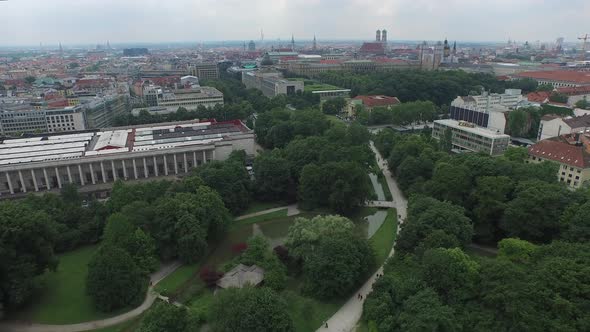 Aerial of buildings near the English Garden