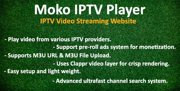 Moko IPTV Player - IPTV Video Streaming Website