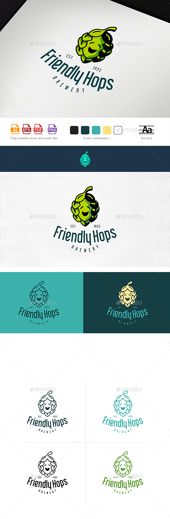 Friendly Hops Bar or Brewery Logo Template