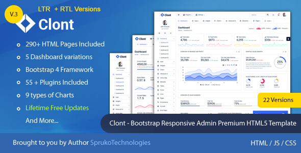 Clont – Bootstrap Webapp Responsive Dashboard Simple Admin Panel Premium HTML5 Template