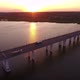 Aerial Shot of a Rangy Bridge with a Riding Truck in Ukraine at Sunset in Summer - VideoHive Item for Sale