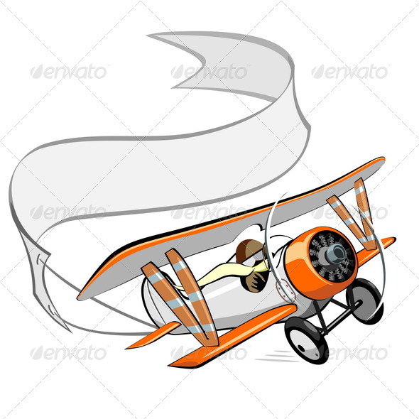 Cartoon Retro Biplane