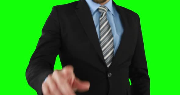 Businessman Using an Invisible Touchscreen