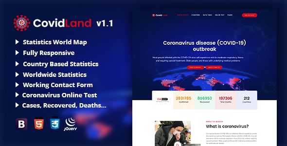 CovidLand | COVID-19 Corona Virus Medical Prevention Template