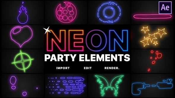 Neon Party Elements | After Effects