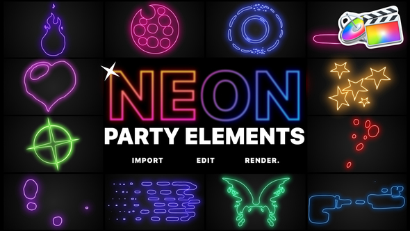 Neon Party Elements | FCPX