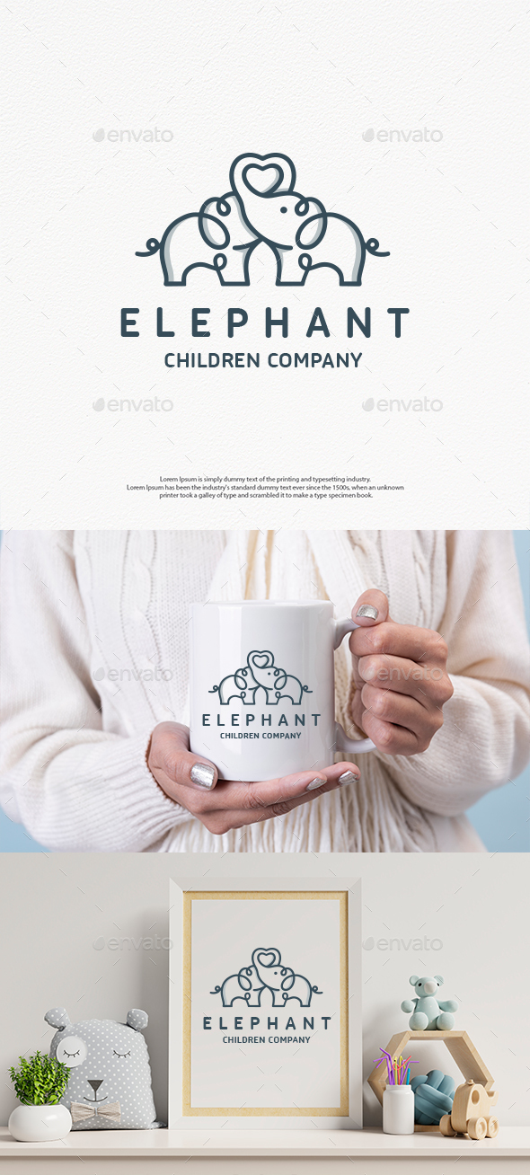 Elephant Love Logo Template