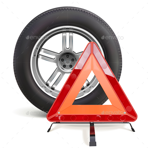 Vector Car Wheel with Triangle Sign