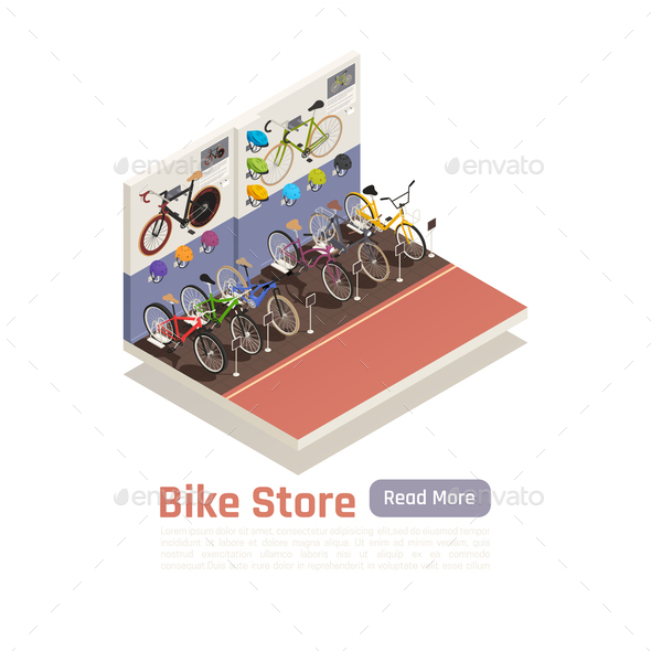Bike Store Isometric Composition