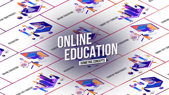 Online Education - Isometric Concept
