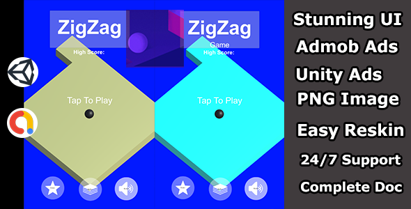 Zigzag Ball Jumping Game Unity Source Code