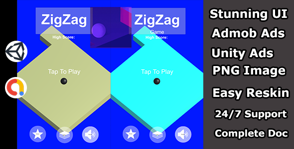 Zigzag ball jumping game unity source code