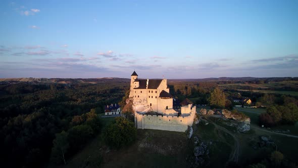 Aerial View Castle, sunset,
