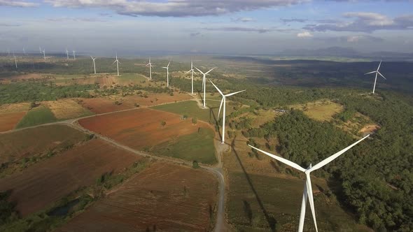 Wind Turbine From Aerial View