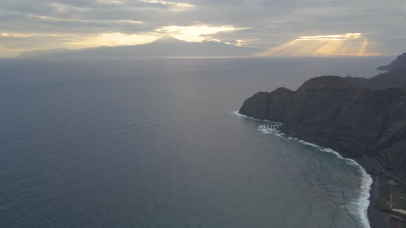 Aerial View of Cliffs in Hermigua La Gomera Canary Islands