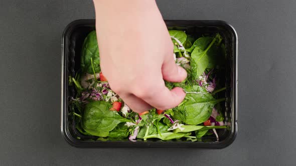 Cooking Spinach Salad Closeup