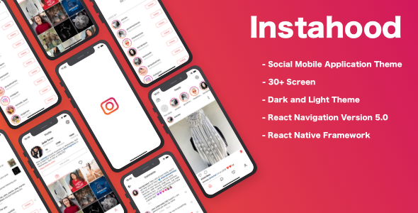 Instahood Social App Theme (Instagram clone) React Native