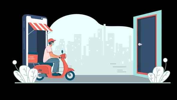 Food Delivery Animation Scene 02
