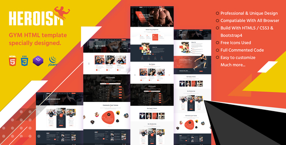 Heroism - Gym and Fitness HTML5 Responsive Template