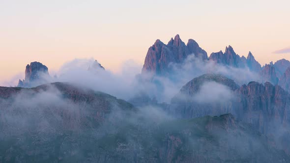 Early Morning National Nature Park Tre Cime In the Dolomites Alps