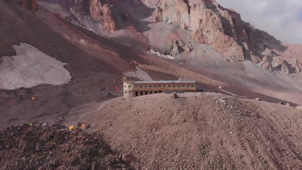 Camping and Meteorological Station In The Big Mountains