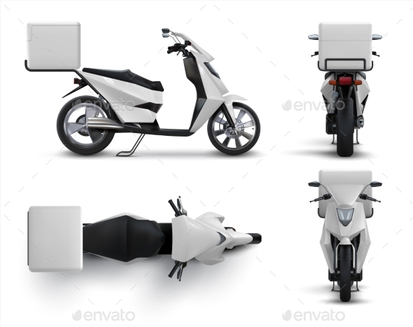 Delivery Scooter. Realistic Motorcycle with Blank