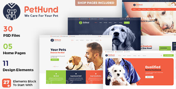 PetHund - Pet Shop and Veterinary PSD Template