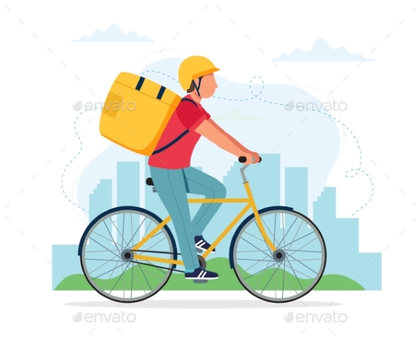 Bike Delivery Service Concept, Male Courier