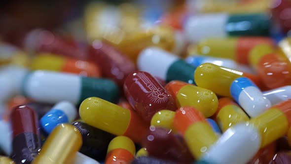 Сolorful Capsules Of The Medication Lies On A Table