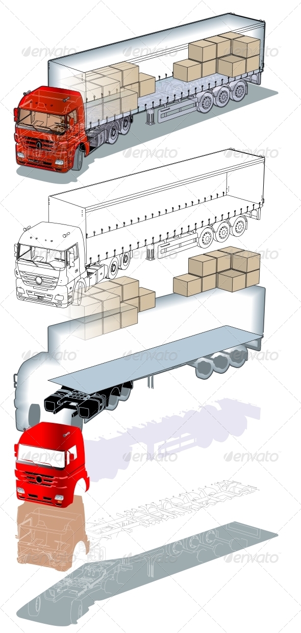 Cargo Truck Infographics Cutaway