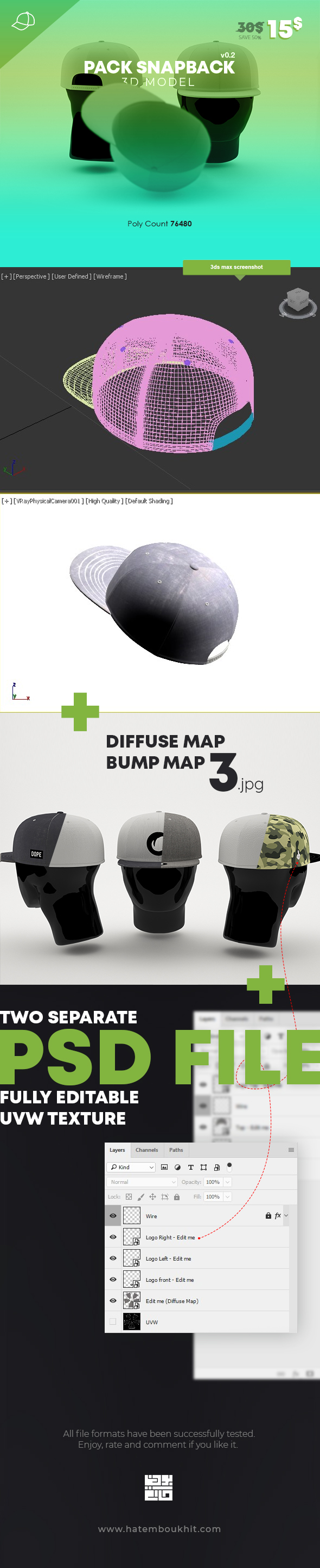 Pack Snapback 3D Model