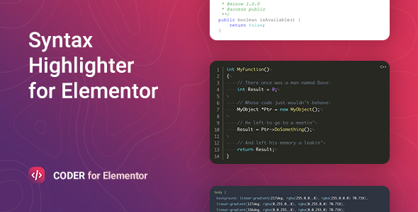 Coder – Syntax Highlighter for Elementor