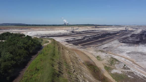 Opencast lignite mine with Weisweiler Powerplant in the background