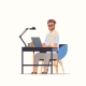 Businessman Using Laptop Business Man Sitting - GraphicRiver Item for Sale