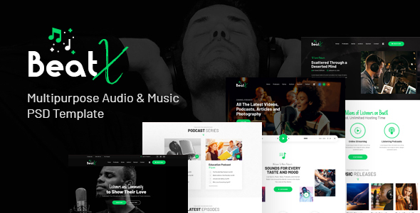 BeatX | Multipurpose Audio Podcast & Music PSD Template