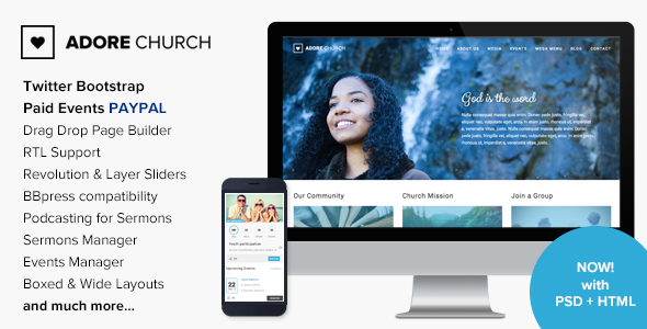 Adore Church – Responsive WordPress Theme