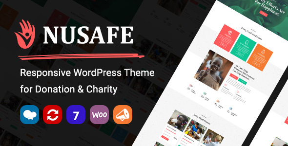 Nusafe | Responsive WordPress Theme for Donation & Charity Preview