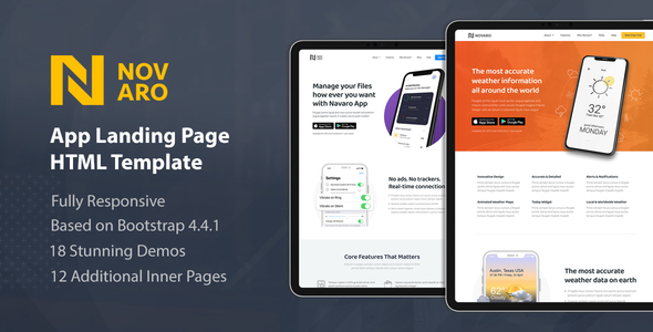 Novaro - App Landing Page HTML Template