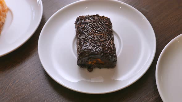 Sweet Chocolate Dessert on a White Plate