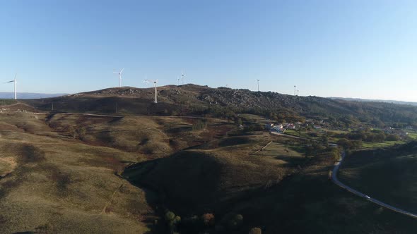 Wind Turbines, Renewable Energy on a Green Hill