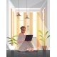 Freelancer Using Laptop Man Working From Home Self - GraphicRiver Item for Sale