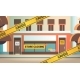 Empty Supermarket with Yellow Closing Tape - GraphicRiver Item for Sale