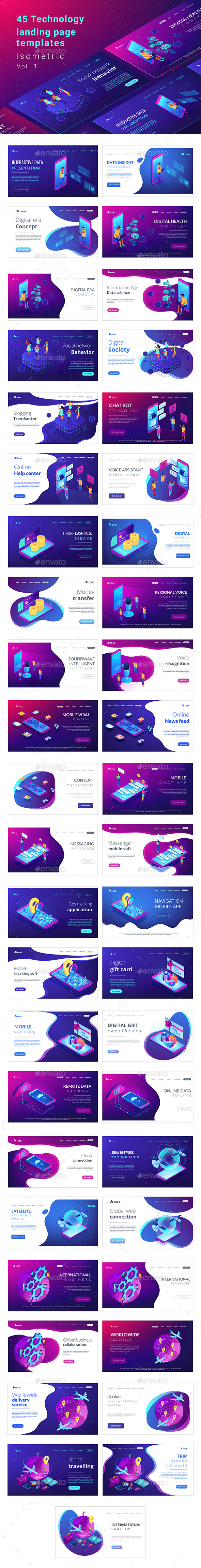 Isomentric Technology Landing Page Templates