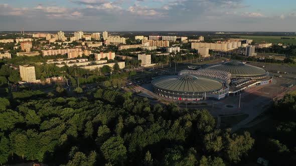 Top View of the City Park and Sports Complex in Chizhovka