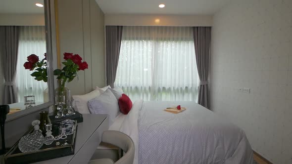 Fully Furnished Bedroom fulled with Stylish Furnitures and good Lighting