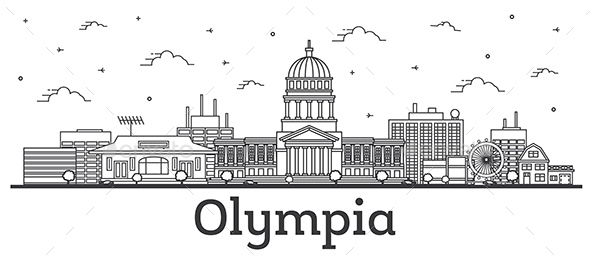 Outline Olympia Washington City Skyline
