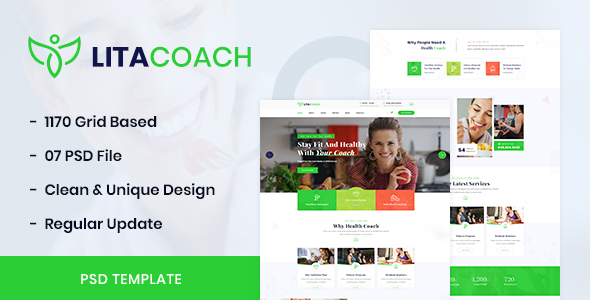 Litacoach - Health Coach & Personal Fitness PSD Template