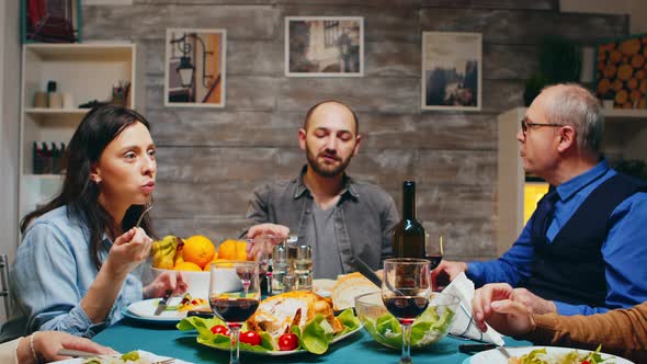 In the Evening Family Gathered for Dinner